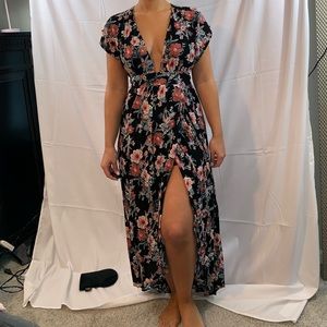 Black floral maxi dress